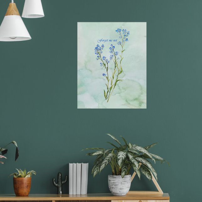 Glömm mig inte Anpassad akvarell trädgårdsblomma Poster (Vardagsrum 1)