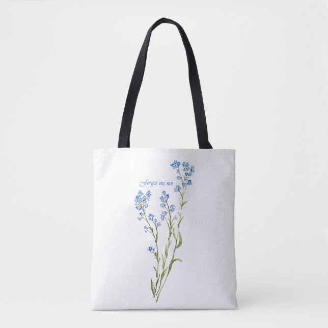 Glömm mig inte Anpassad akvarell trädgårdsblomma Tygkasse (Framsida)