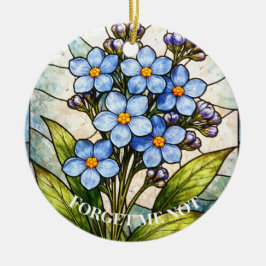 Glömm Mig Inte Blommig Glasmosaikkonst Anpassad So Julgransprydnad Keramik