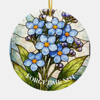 Glömm Mig Inte Blommig Glasmosaikkonst Anpassad So Julgransprydnad Keramik