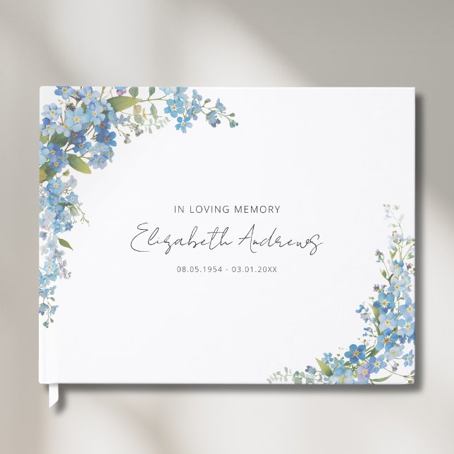 Glömm Mig Inte Blommor Begravning Minnesgästbok Gästböcker (Custom Forget Me Not Flowers Funeral Memorial Guest Book)