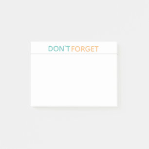 GLÖMMA INTE Post-it-anteckningar Post-it Block