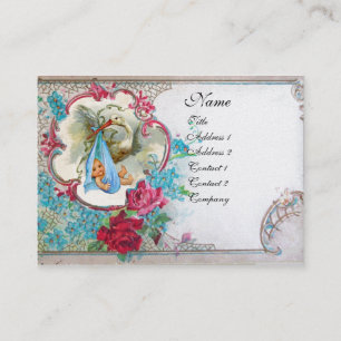 GLÖMMA MIG NOTS LAGRING BABY SHOWER 2 MONOGRAM vit Visitkort