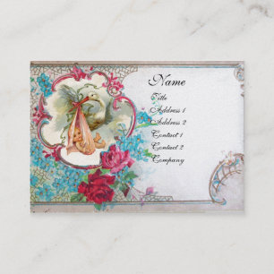 GLÖMMA MIG NOTS LAGRING BABY SHOWER 2 MONOGRAM vit Visitkort