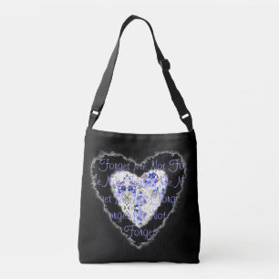 Glömme-not Blue & Lila Heart 2-sidor Axelväska