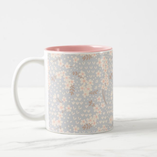 Glömmig-blomma mönster Två-Tonad mugg (Vänster)