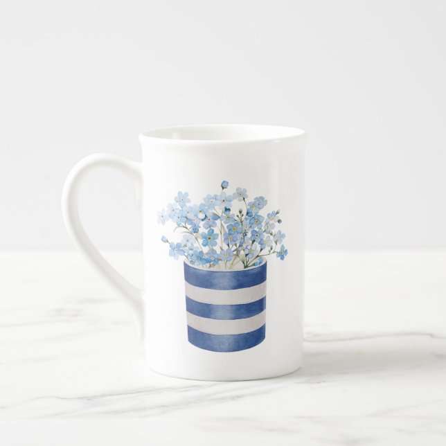 Glömmig Ej Blomma Älskare Keramik Benporslin Mugg (Vänster)
