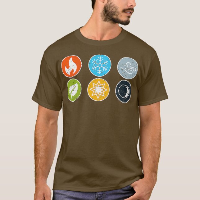 Gloomhaven Inslag Symbol Fire Ice Luft jorden T Shirt (Framsida)