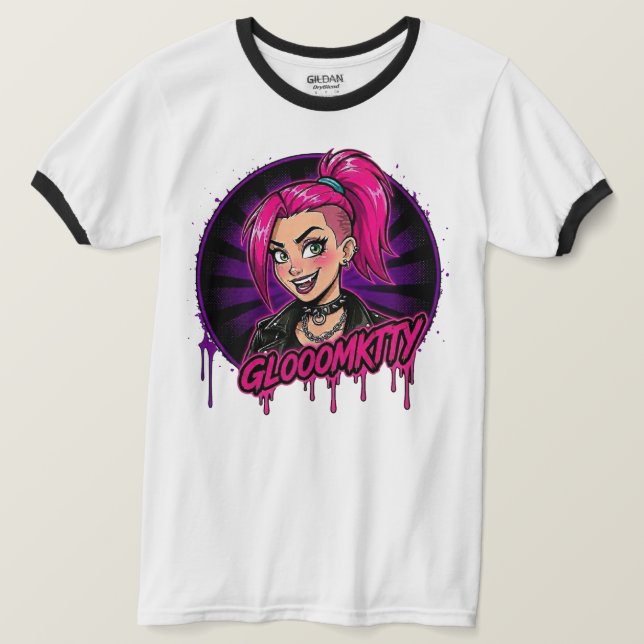 Gloomkitty Ringskjorta T Shirt (Design framsida)