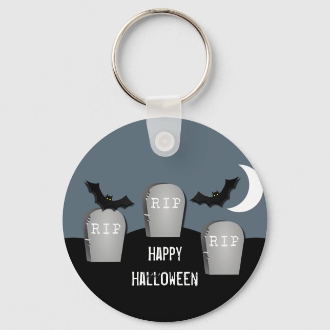 Gloomy Graveyard Halloween Keychain Nyckelring (Framsida)