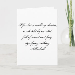 Gloomy Literary Birthday Card, Macbeth Kort