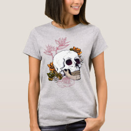 Gloomy Skull med Strelitzia-blommor T-Shirt