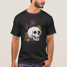Gloomy Skull- och Strelitzia-blommor T Shirt