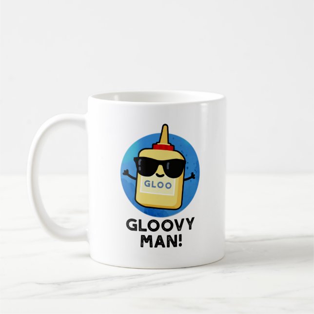 Gloovy Man Funny Toppen Glue Pun Kaffemugg (Vänster)