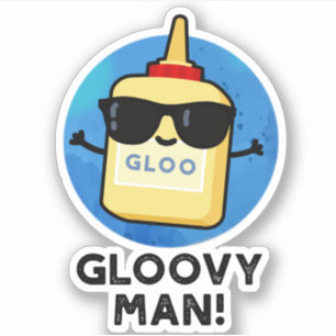 Gloovy Man Funny Toppen Glue Pun Klistermärken