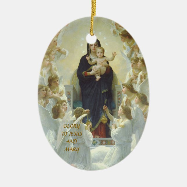 GLORI TILL JESUS OCH MARY JULGRANSPRYDNAD KERAMIK (Framsidan)