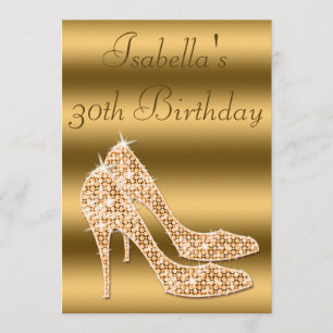 Gloria 30års födelsedag Guld Stilettos Inbjudningar