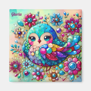 GLORIA ~ Cute Bright Metallic Bird ~ Magnet