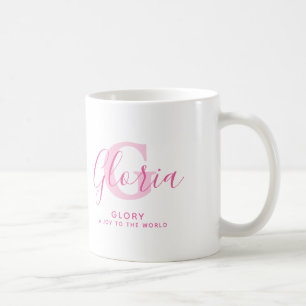 Gloria namn betydelse och monogram rosa text kaffemugg