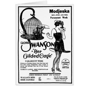 Gloria Swanson HENNE FÖRGYLLDE BUREN 1922 Hälsningskort