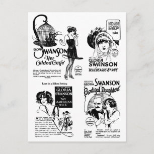 Gloria Swanson Silent Movie annonser Vykort