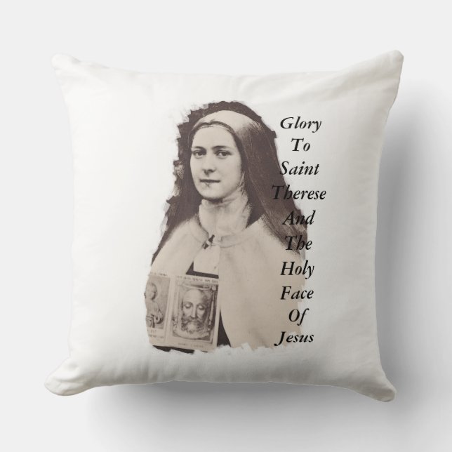 Gloria till Saint Therese och Heligan Ansikte Jesu Kudde (Framsida)