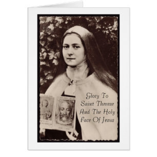 Gloria till Saint Therese och Heligan Ansikte Jesu OBS Kort