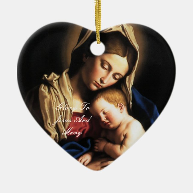 Gloria to jesus and mary julgransprydnad keramik (Framsidan)