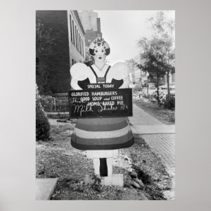 Glorified Hamburgers Advertising Sign - 1938 Poster