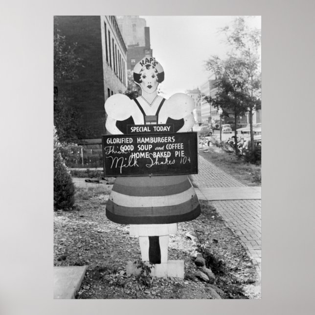 Glorified Hamburgers Advertising Sign - 1938 Poster (Framsidan)