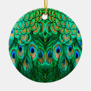 Gloriga Peacock Feathers Julgransprydnad Keramik