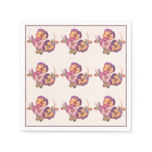 Glorior Pansies Watercolor Napkins - Plum & Sage