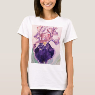 Glorioues Lila Iris Watercolor Painting T Shirt
