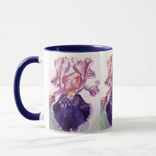 Glorioures Lila Iris vattenfärgsfärg Mugg