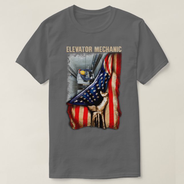 Glorious American Elevator Mechanic T Shirt (Design framsida)