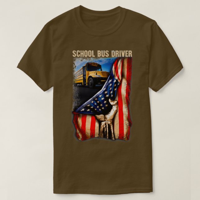Glorious American School Buss Driver T Shirt (Design framsida)