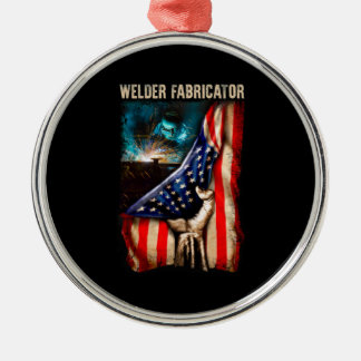 Glorious American Welder Fabricator Flagga US Julgransprydnad Metall