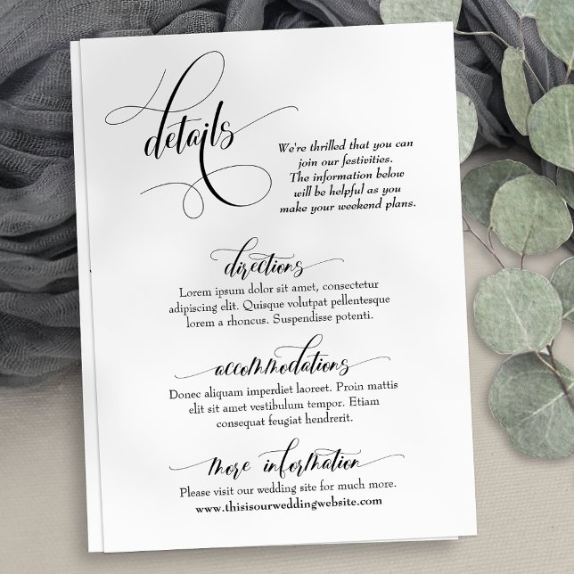 Glorious Calligraphy Simple Design bröllop Tilläggskort (Skapare uppladdad)