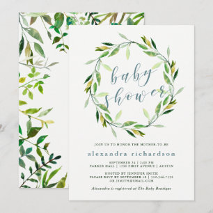 Glorious Greenery Wandey Inbjudan till babyvisni