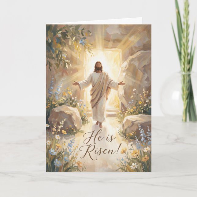 Glorious He is Risen Easter Card Kort (Framsida)