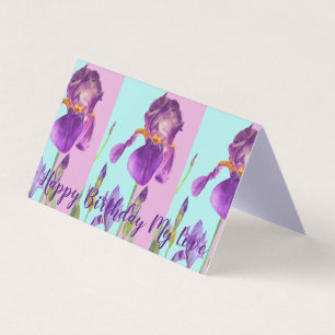 Glorious Lila Iris Painting Kärlek Birthday Card Kort