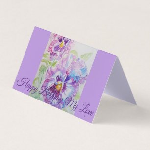 Glorious Lila Pansy Painting Kärlek Birthday Card Kort