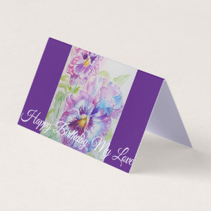 Glorious Lila Pansy Painting Kärlek Birthday Card Kort