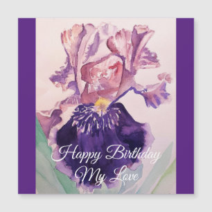 Glorious Lila Watercolor Iris Kärlek Birthday Card
