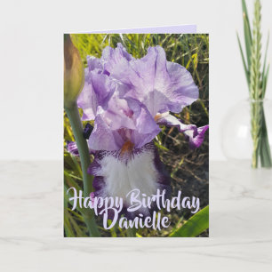 Glorious Lila Watercolor Iris Kärlek Birthday Card Kort