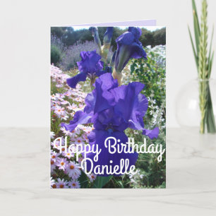 Glorious Lila Watercolor Iris Kärlek Birthday Card Kort