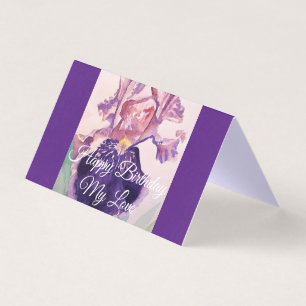 Glorious Lila Watercolor Iris Kärlek Birthday Card Kort