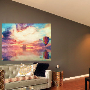 Glorious Luftballong Sunrise Teal Peach Guld Poster