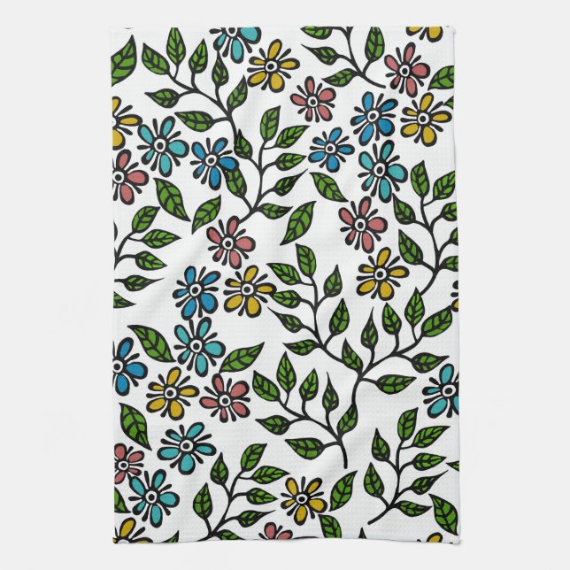 Glorious Multifärgad Blommigt Kitchen Tea Towel Kökshandduk (Vertikal)
