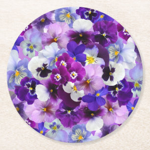 Glorious Pansies Underlägg Papper Rund